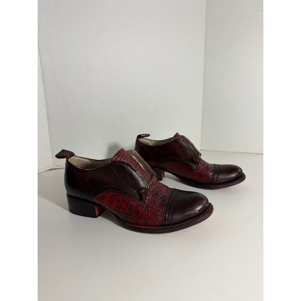Freebird by Steven Mabel Oxfords Leather Croc Red Wine Multi Size 8